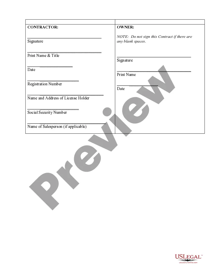 Preview Roofing Contract for Contractor