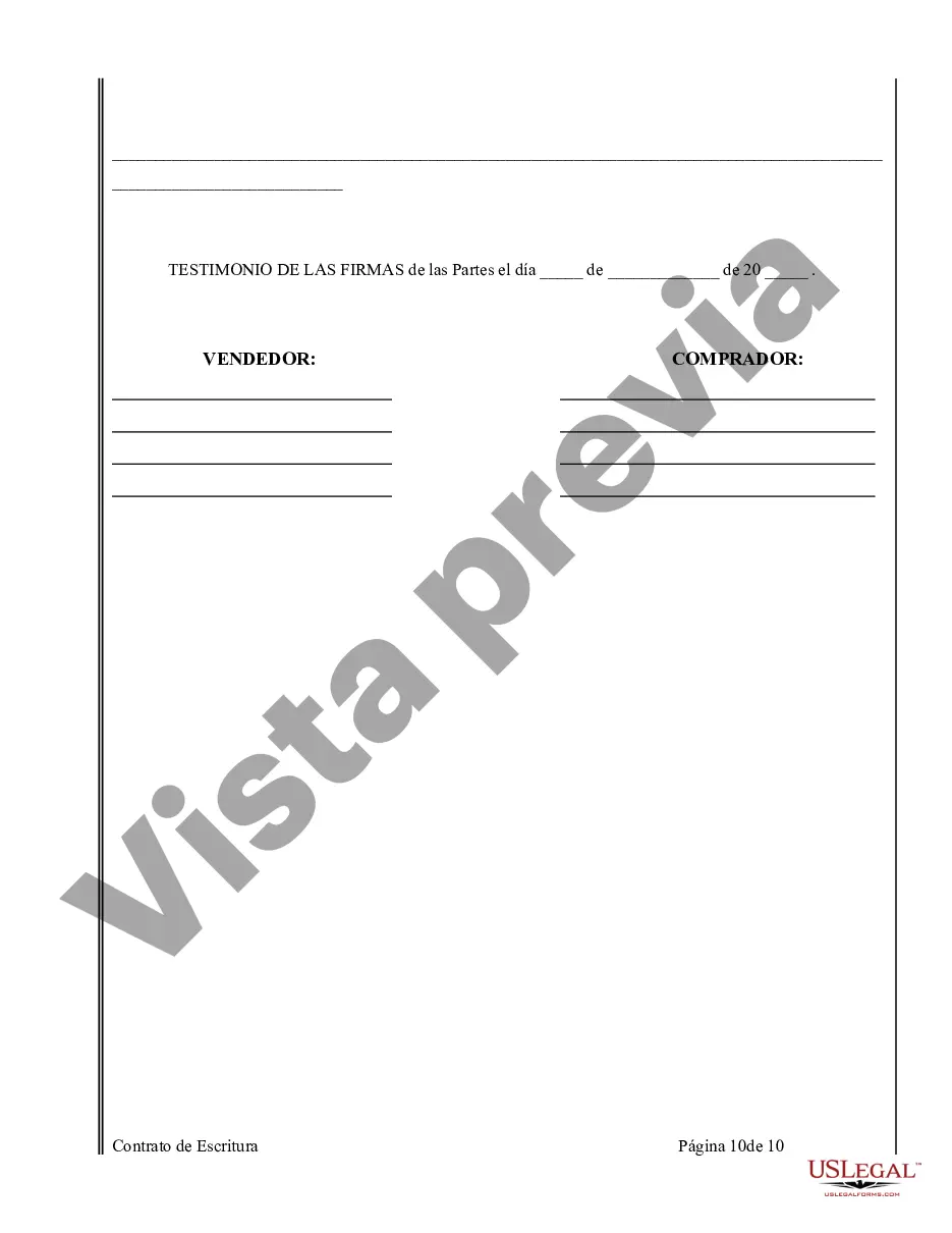 Preview Acuerdo o Contrato de Escritura de Venta y Compra de Bienes Raíces a/k/a Terreno o Contrato de Ejecución