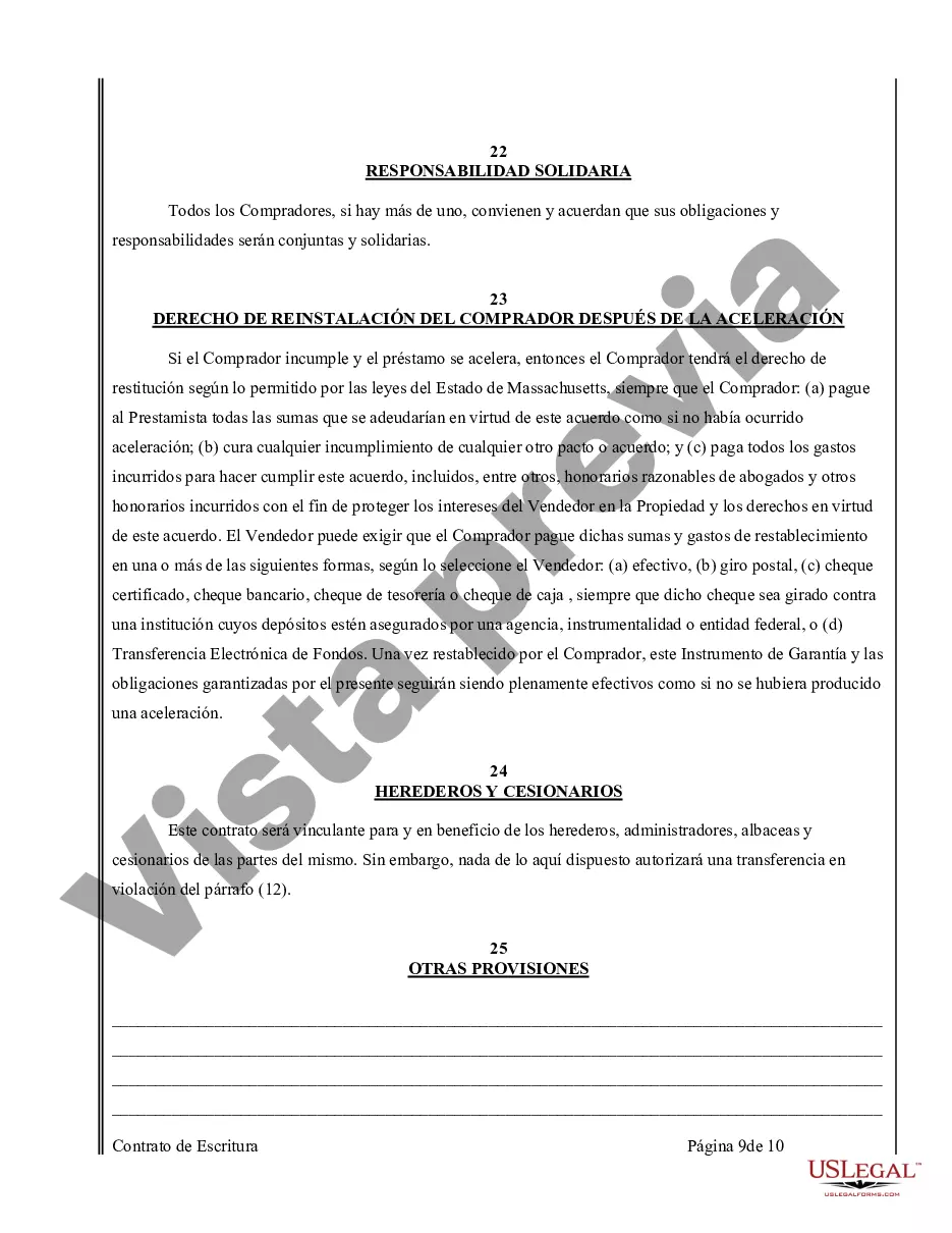 Preview Acuerdo o Contrato de Escritura de Venta y Compra de Bienes Raíces a/k/a Terreno o Contrato de Ejecución