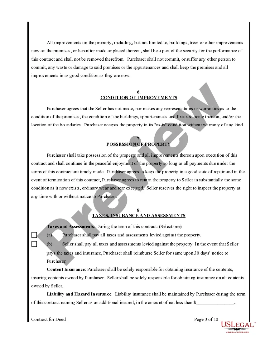 Get Agreement or Contract for Deed for Sale and Purchase of Real Estate a/k/a Land or Executory Contract Preview Agreement or Contract for Deed for Sale and Purchase of Real Estate a/k/a Land or Executory Contract