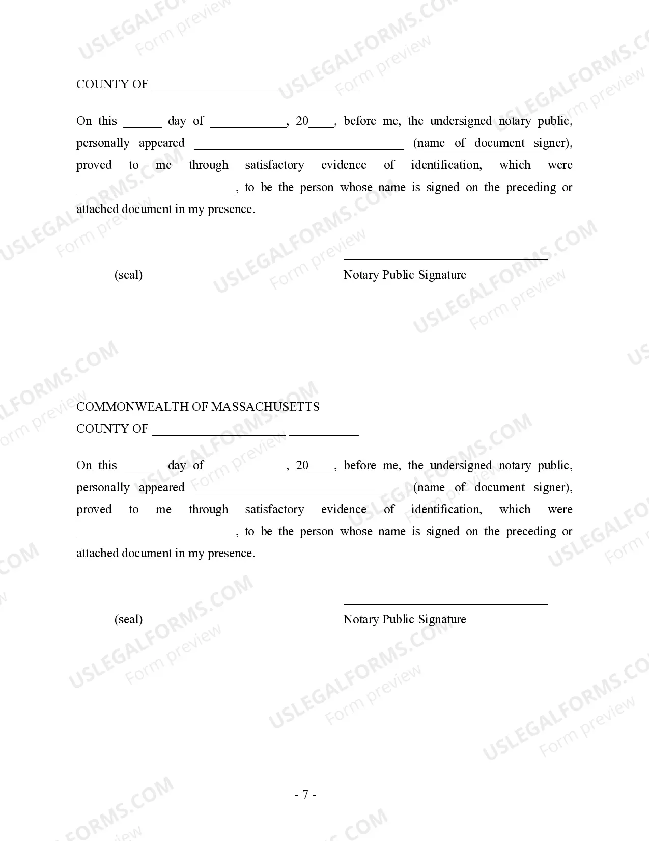 Preview Massachusetts Prenuptial Premarital Agreement without Financial Statements