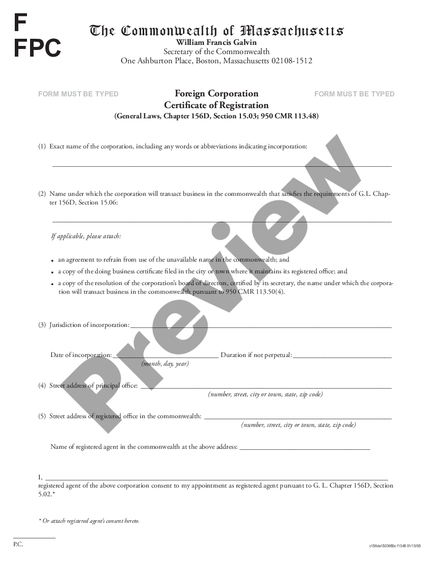 massachusetts foreign corporation registration