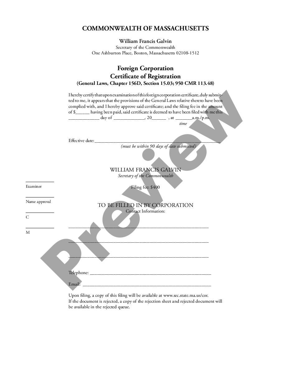 page 3 Massachusetts Registration of Foreign Corporation preview