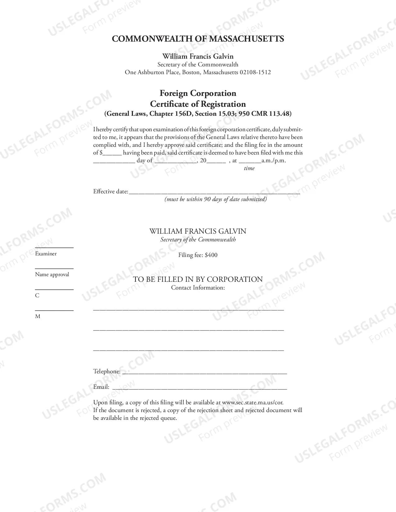 Preview Registration of Foreign Corporation