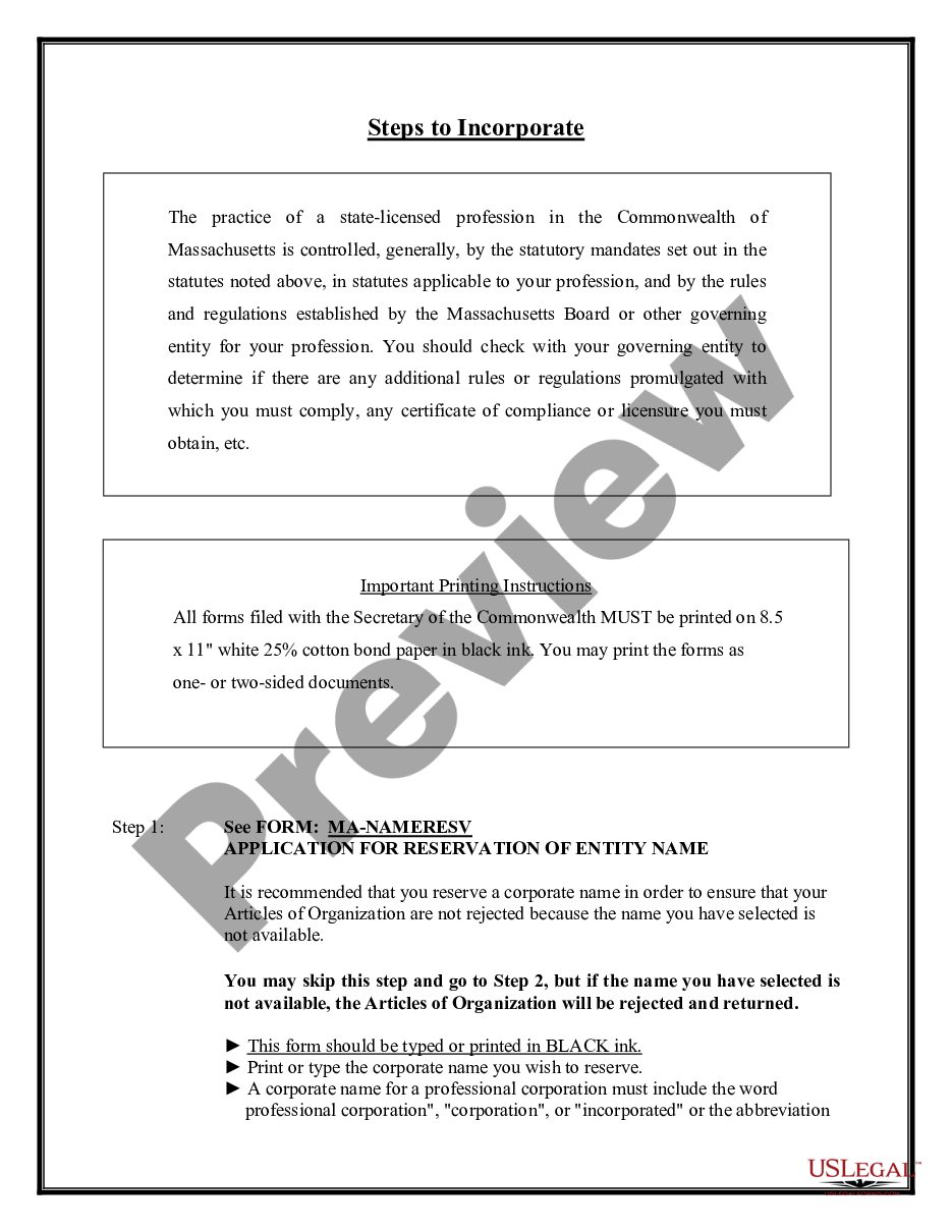 page 7 Professional Corporation Package for Massachusetts preview