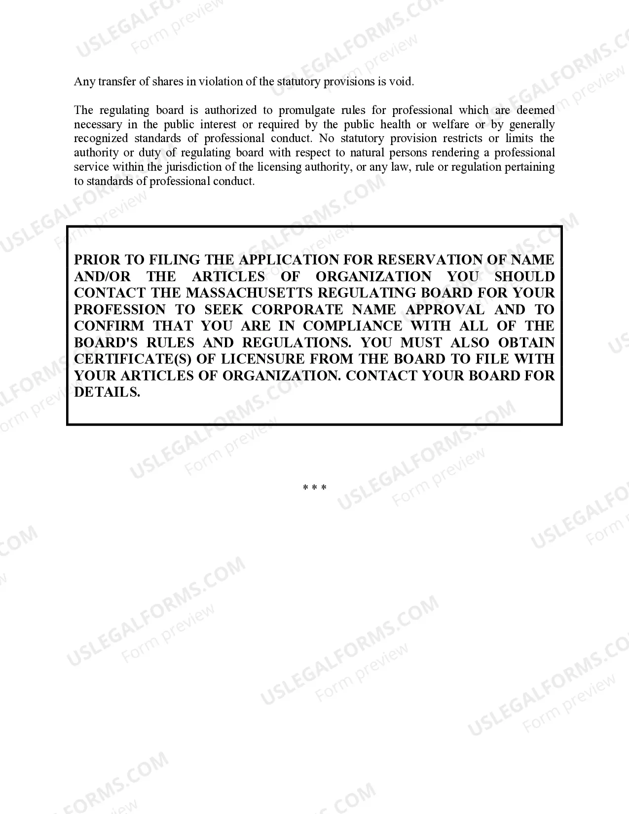 Preview Massachusetts Professional Corporation Package for Massachusetts