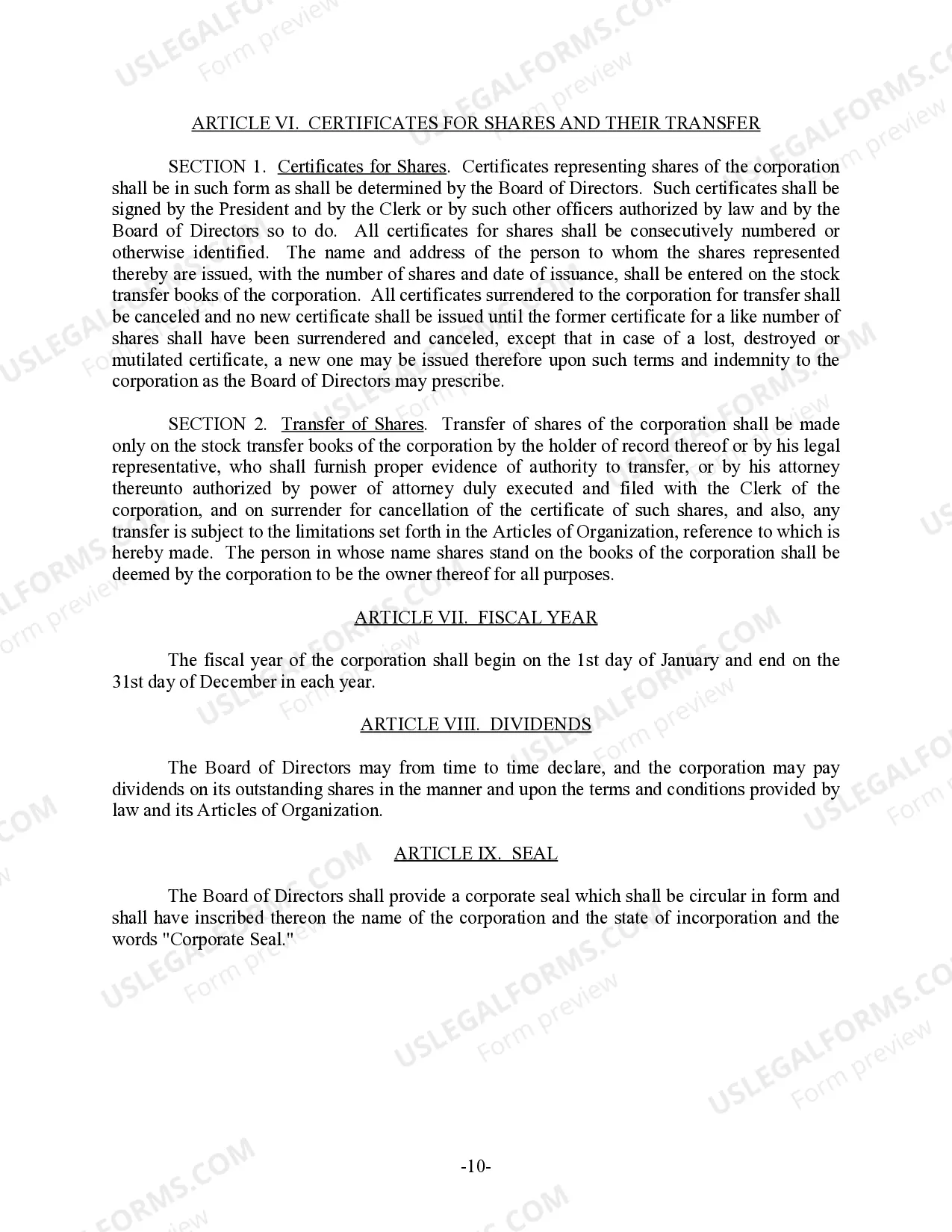 Preview Massachusetts Bylaws for Corporation