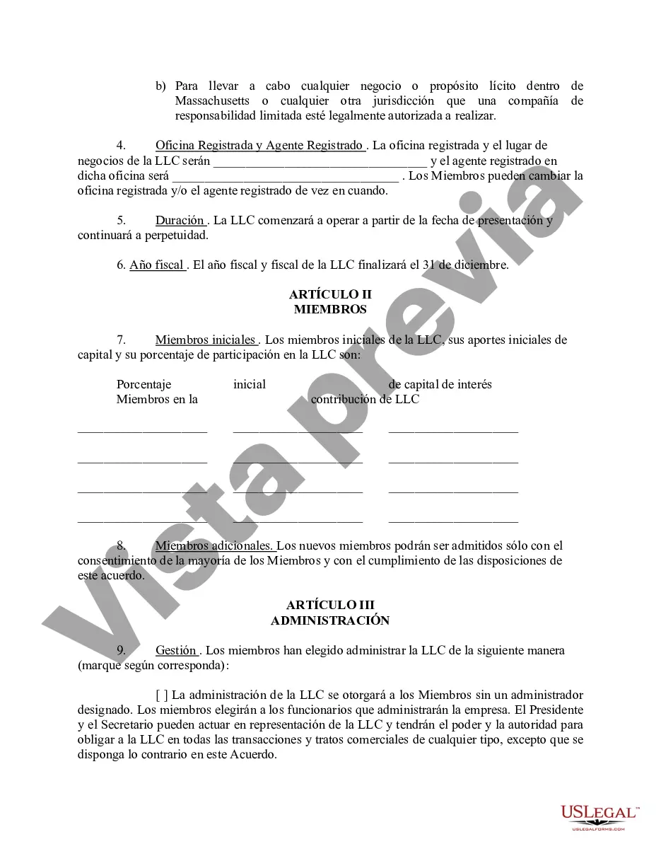Preview Acuerdo Operativo de Sociedad de Responsabilidad Limitada LLC