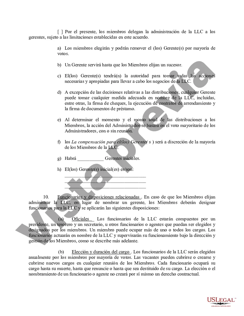 Preview Acuerdo Operativo de Sociedad de Responsabilidad Limitada LLC