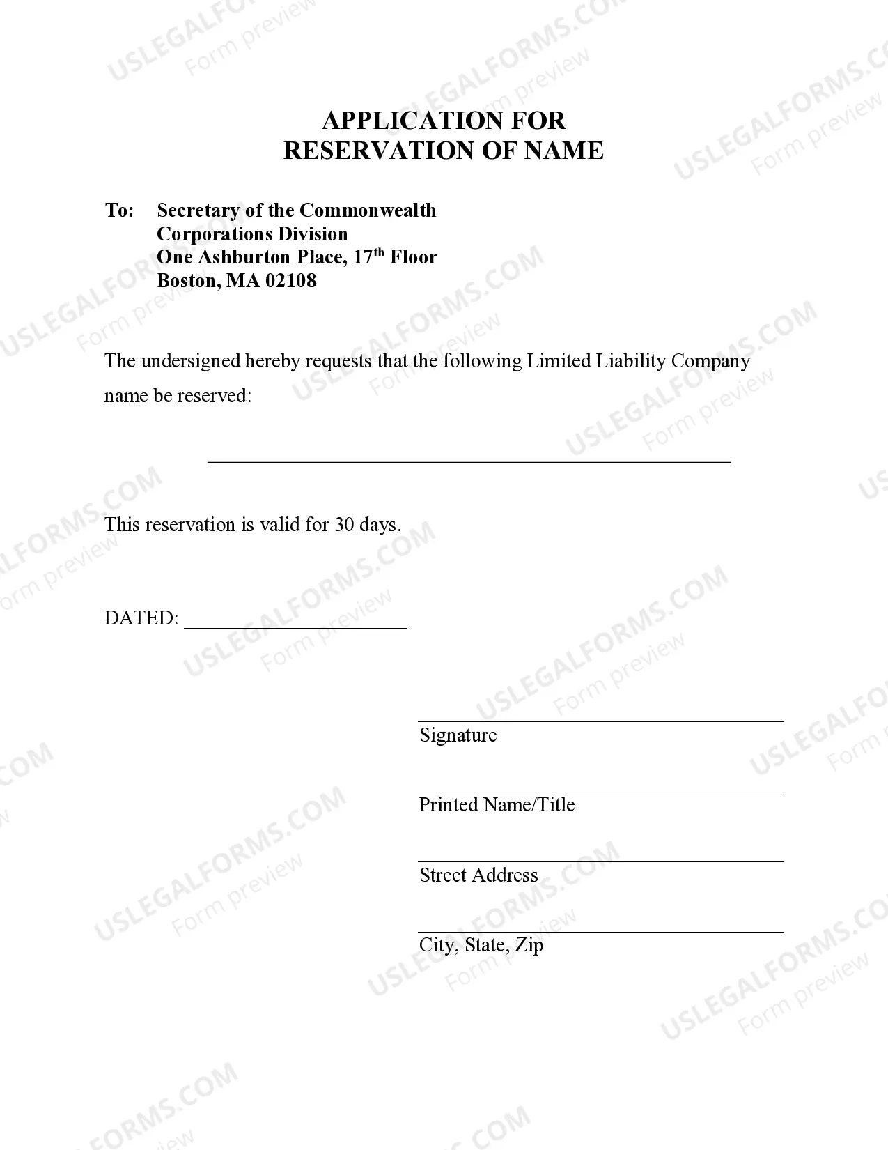 Preview Massachusetts Professional Limited Liability Company PLLC Formation Package for Licensed Professionals