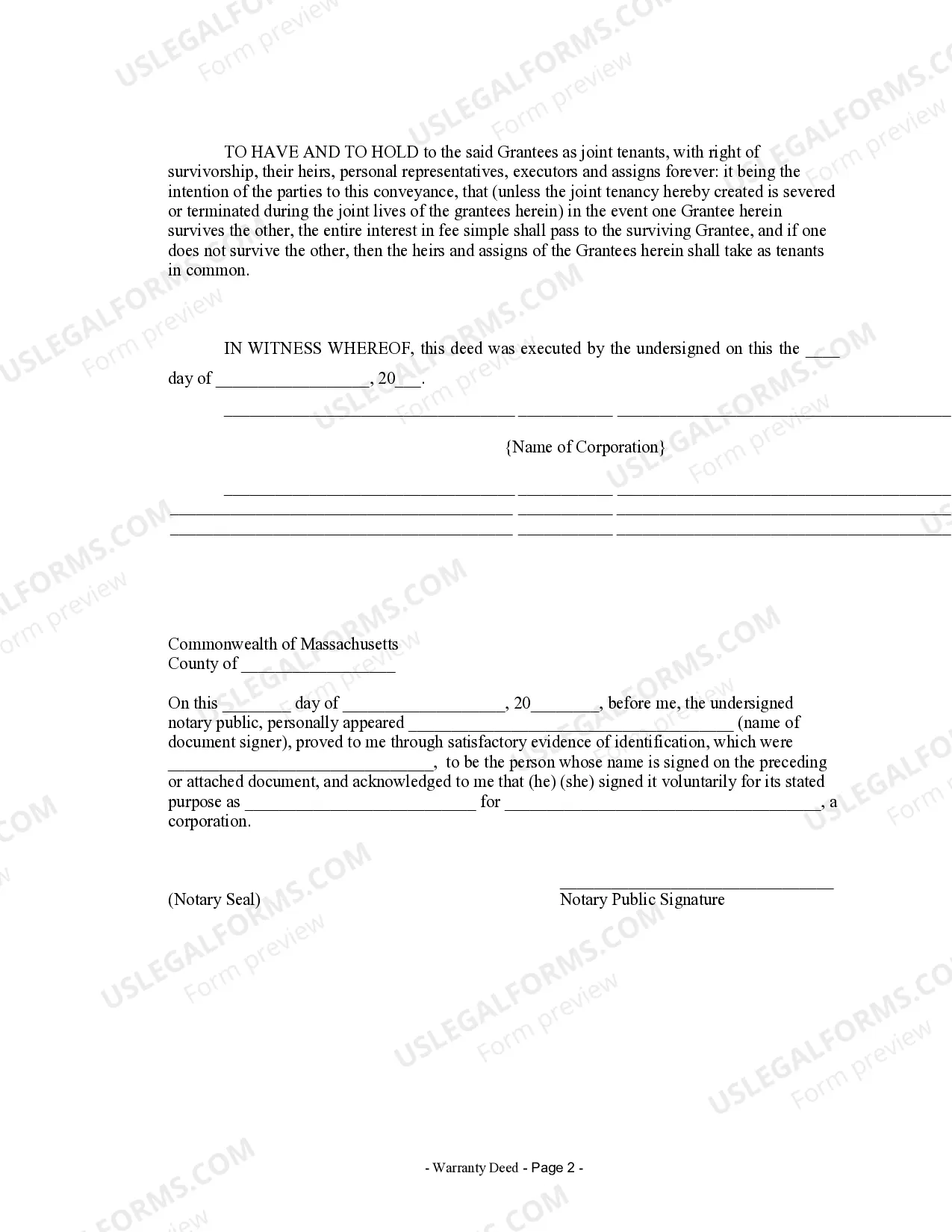Preview Warranty Deed from Corporation to Husband and Wife