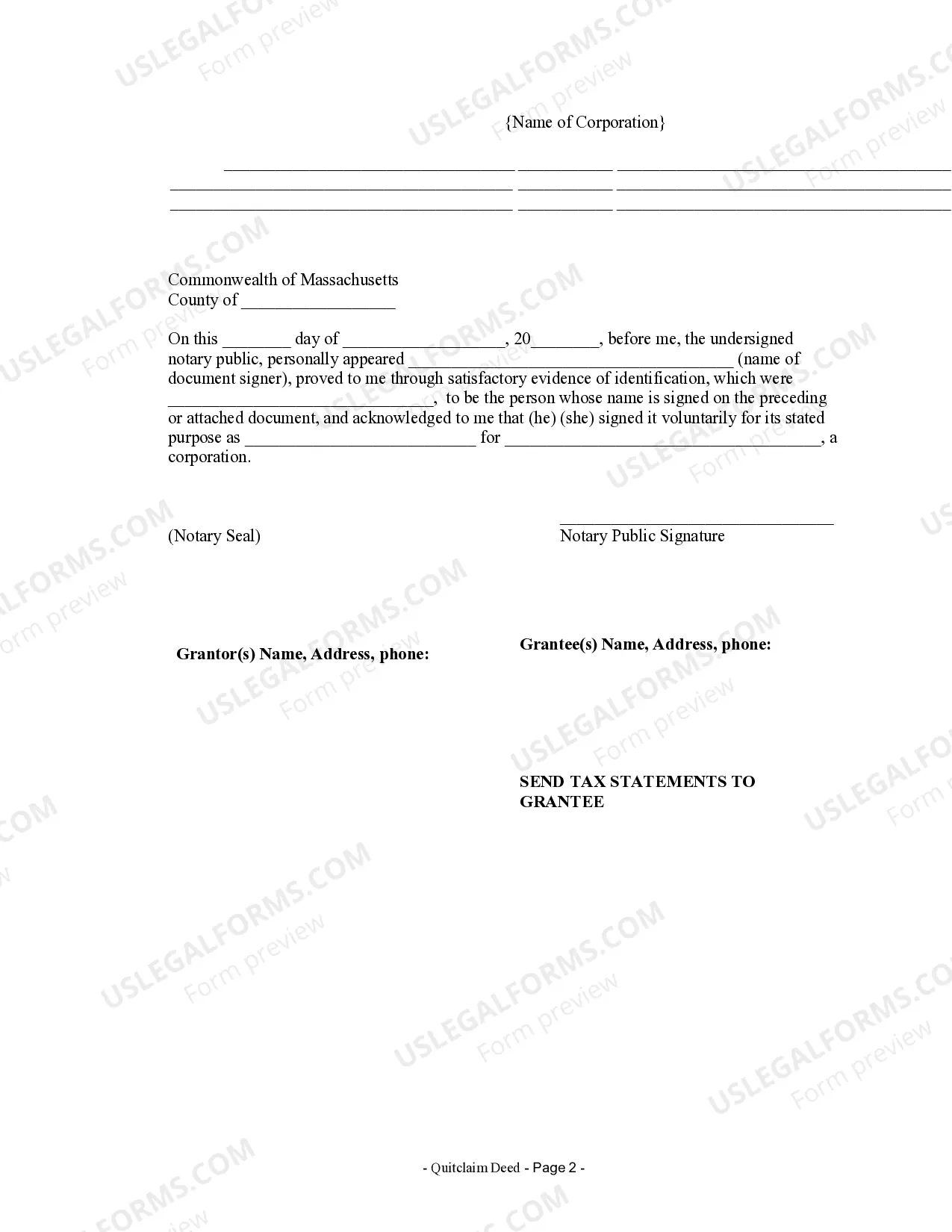 Preview Quitclaim Deed from Corporation to LLC