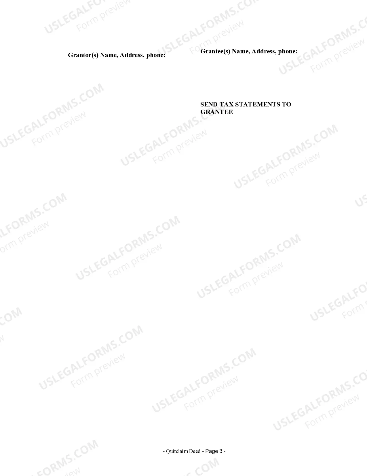 Preview Quitclaim Deed from Husband and Wife to Husband and Wife