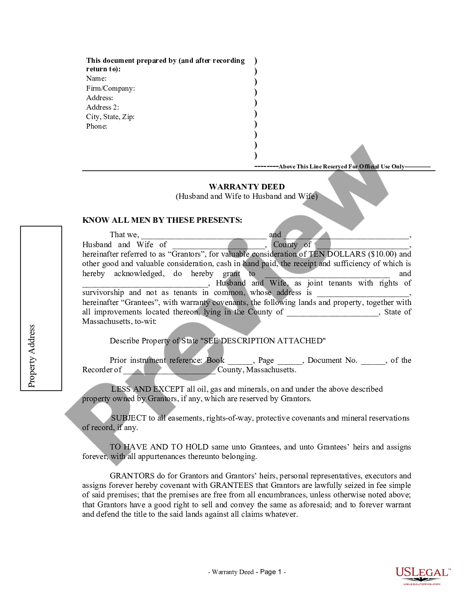 page 0 Warranty Deed from Husband and Wife to Husband and Wife preview