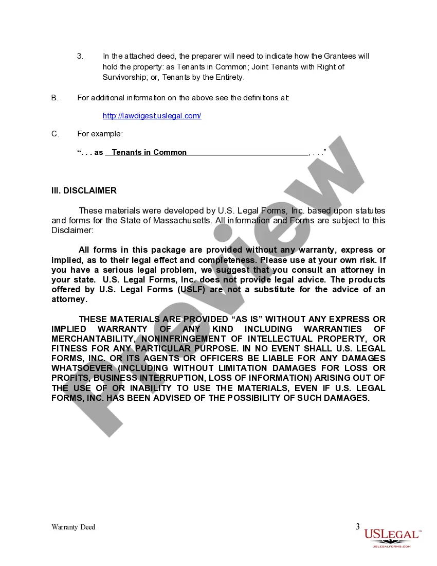 Get Warranty Deed from One Individual to Two Individuals Preview Warranty Deed from One Individual to Two Individuals