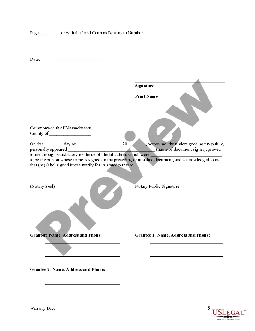 Get Warranty Deed from One Individual to Two Individuals Preview Warranty Deed from One Individual to Two Individuals