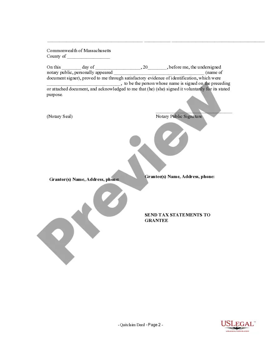 Preview Quitclaim Deed from Individual to Individual