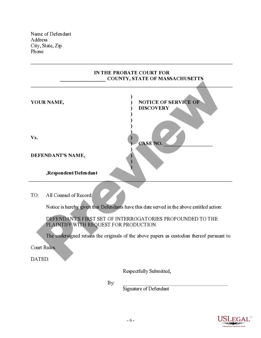 Get Discovery Interrogatories from Defendant to Plaintiff with Production Requests Preview Discovery Interrogatories from Defendant to Plaintiff with Production Requests