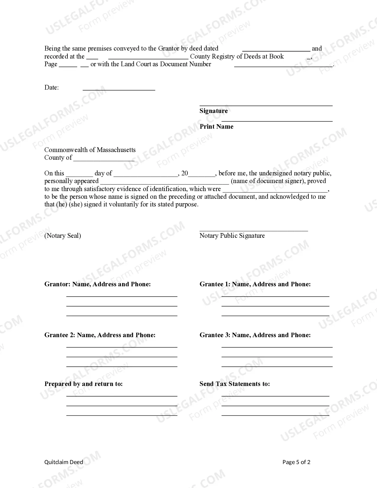 Preview Quitclaim Deed - Individual to Three Individuals