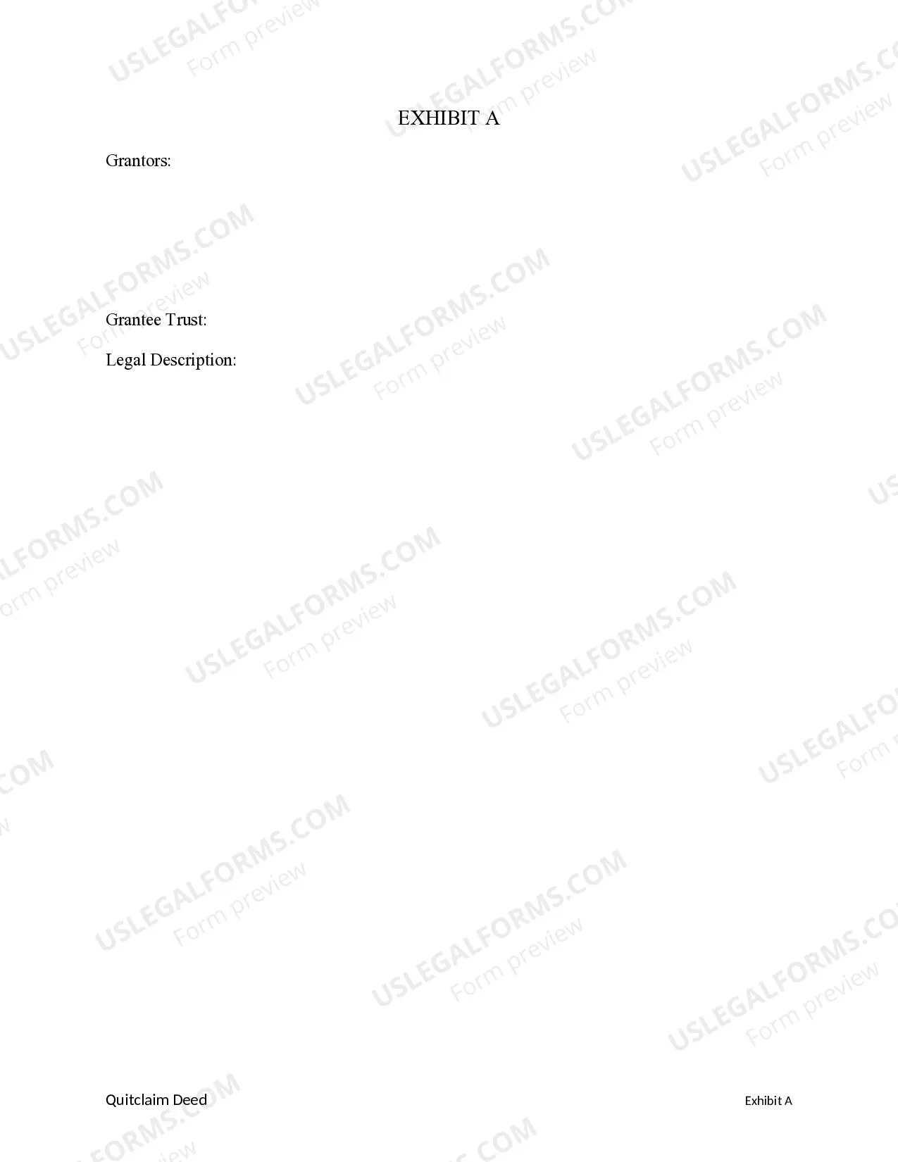 Preview Quitclaim Deed - Four Individuals to a Trust