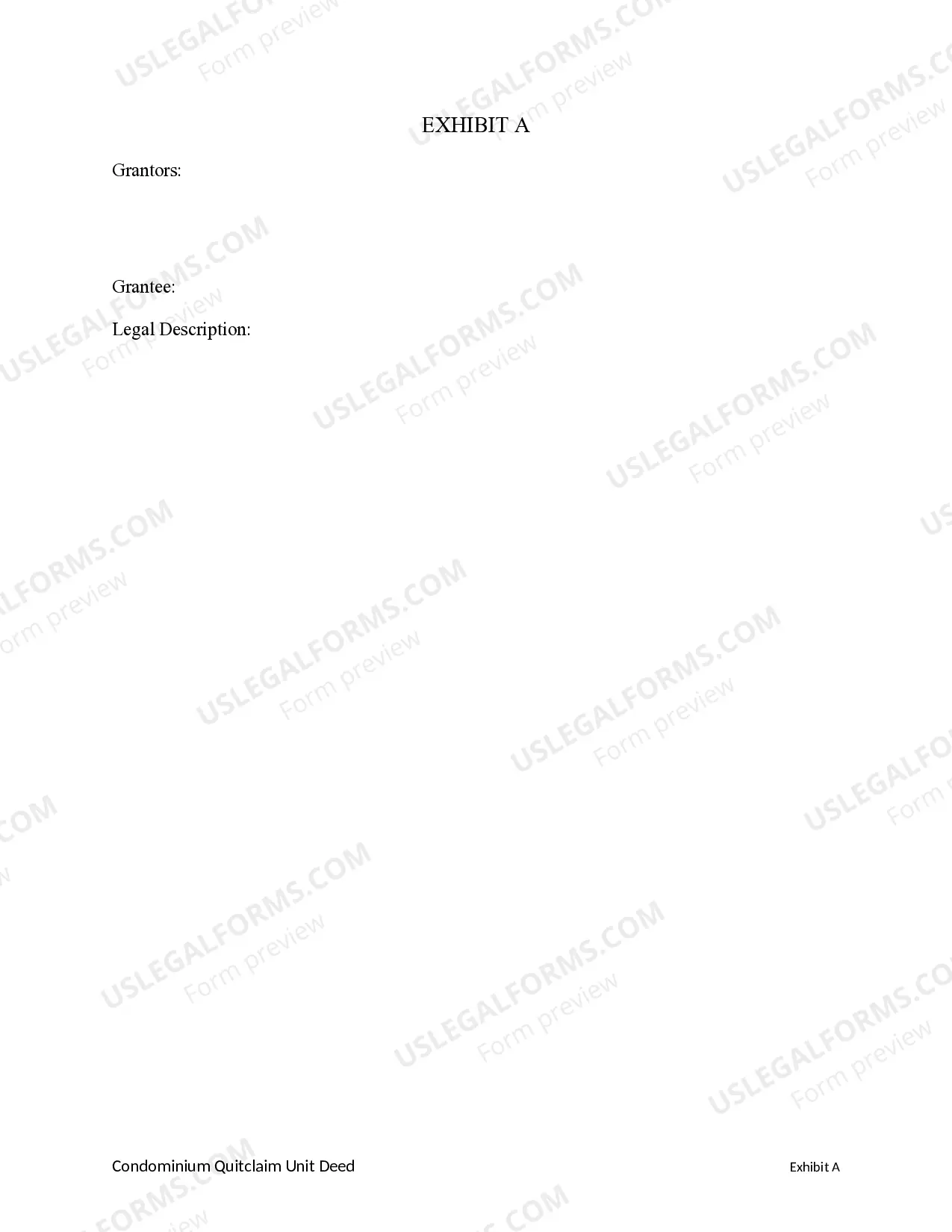 Preview Condominium Unit Quitclaim Deed - Life Estate from Husband and Wife, or Two Grantors, to an Individual with Remainder to Grantors.