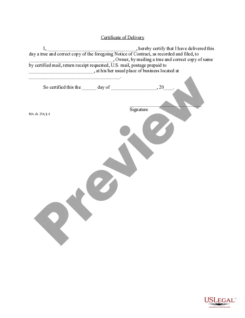 Preview Non Contractor's Notice of Furnishing by Corporation or LLC