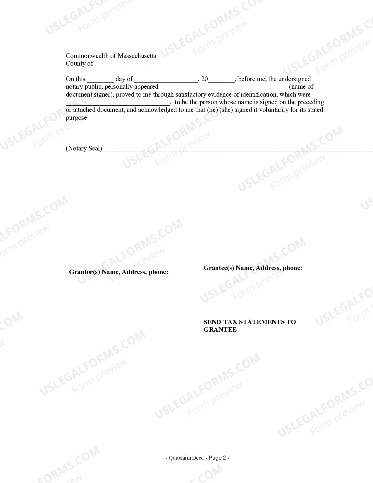 Preview Quitclaim Deed from Individual to Corporation