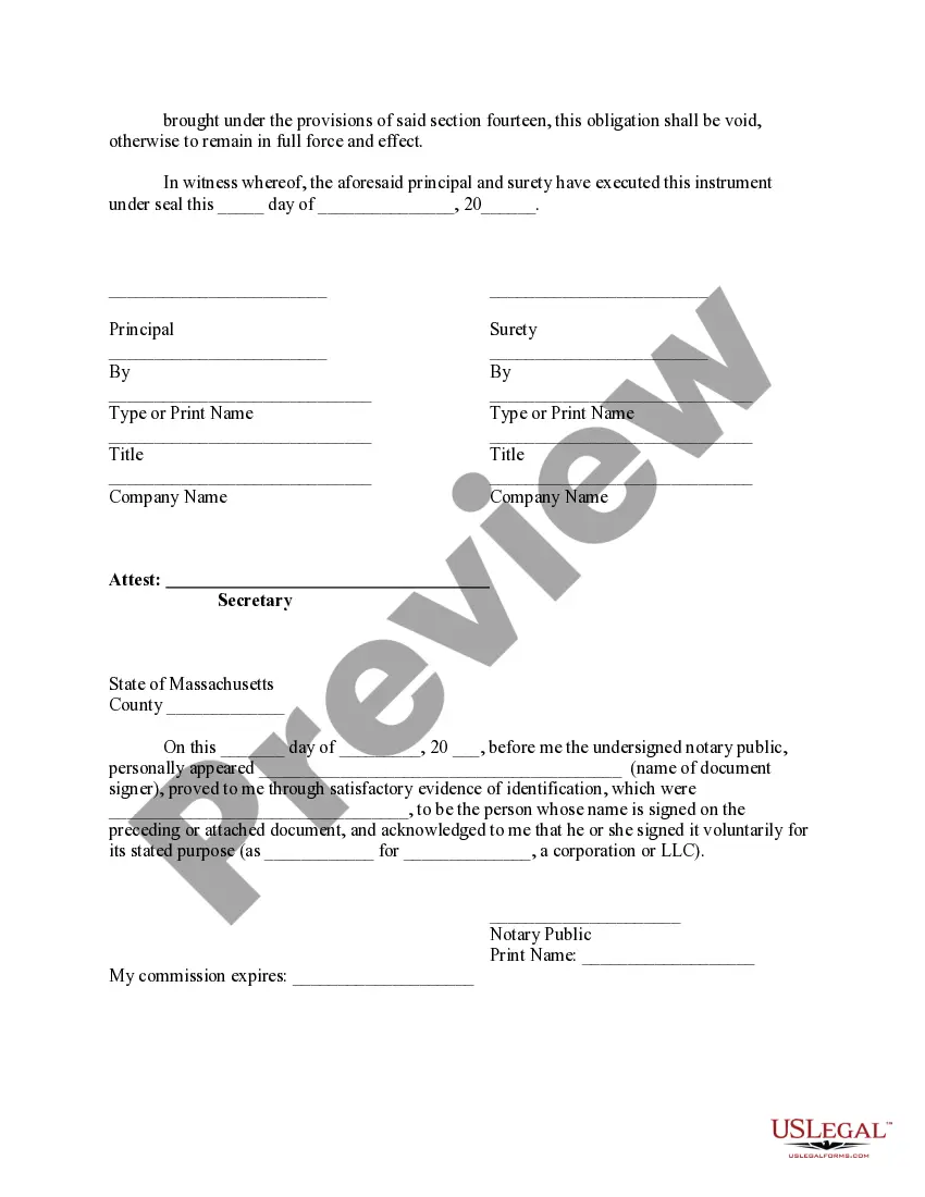 Preview Bond for Dissolution Form - Corporation or LLC