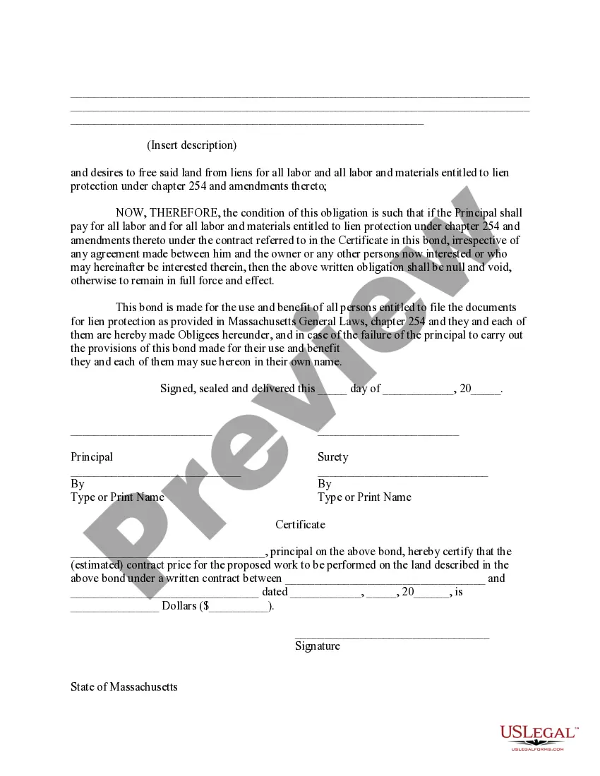 Preview Bond for Written Contract - Individual