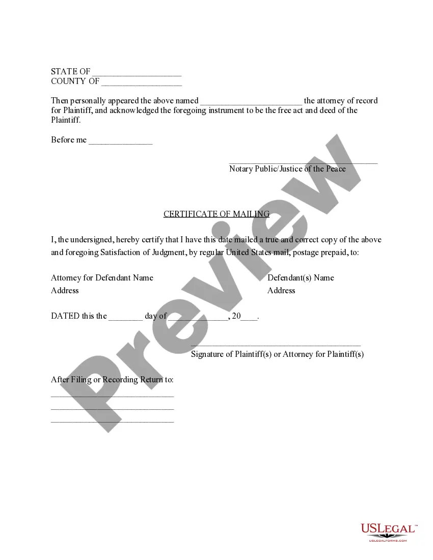 Preview Massachusetts Satisfaction of Judgment