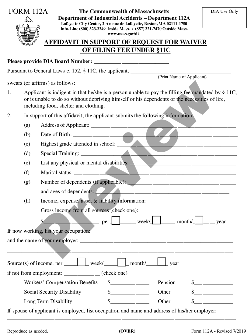 page 0 Affidavit in Support of Request for Waiver of Filing Fee preview