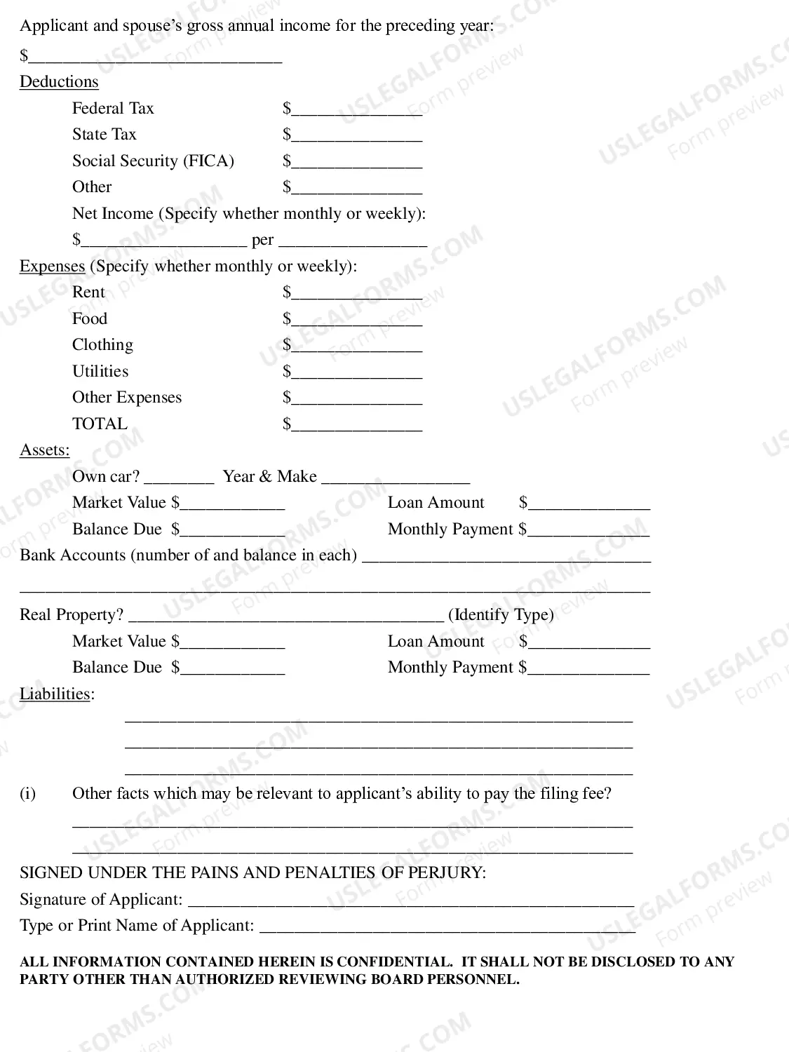 Preview Affidavit in Support of Request for Workers' Compensation