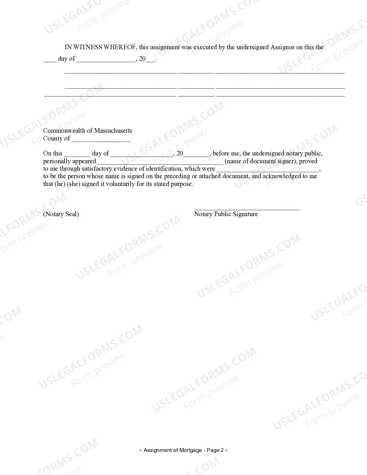 Preview Assignment of Mortgage by Individual Mortgage Holder