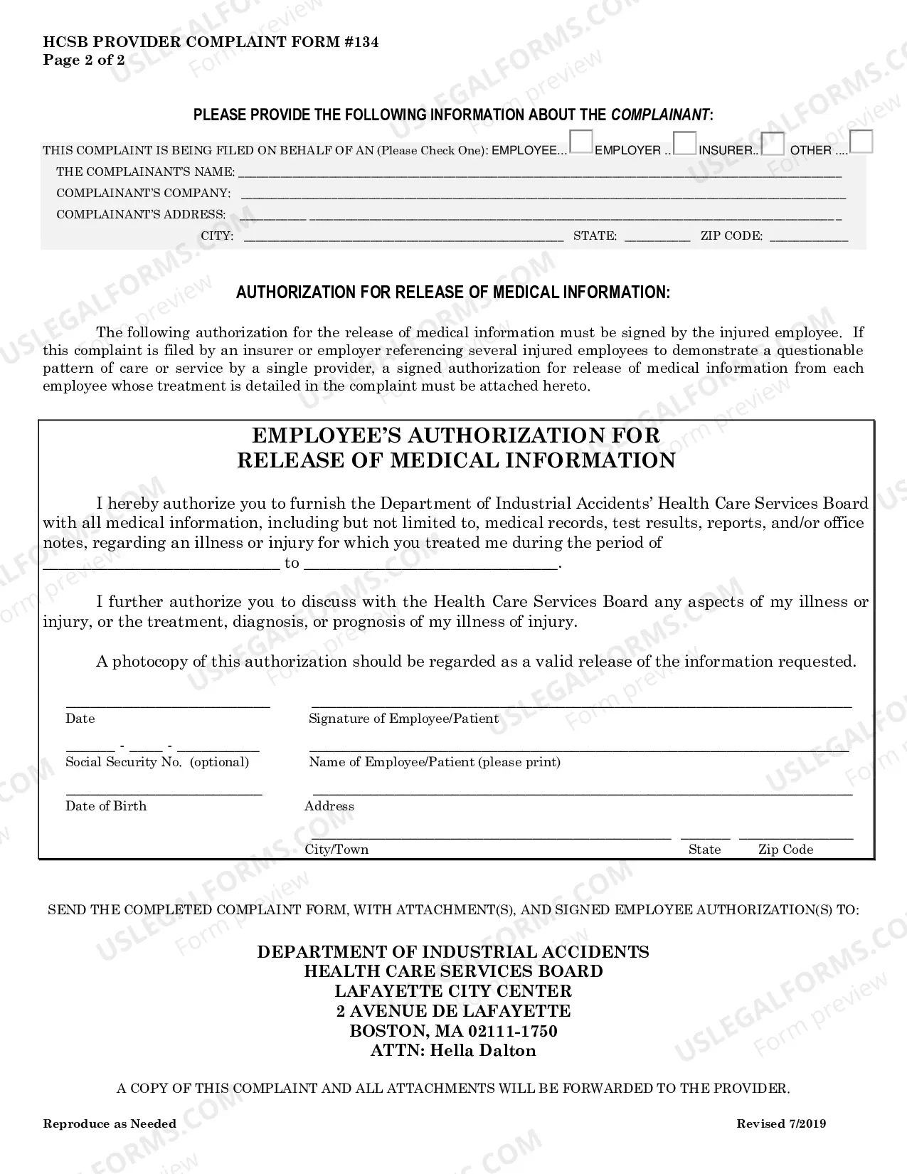 Preview Health Care Provider Complaint for Workers' Compensation