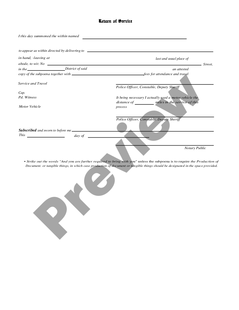 page 1 Deposition Subpoena preview