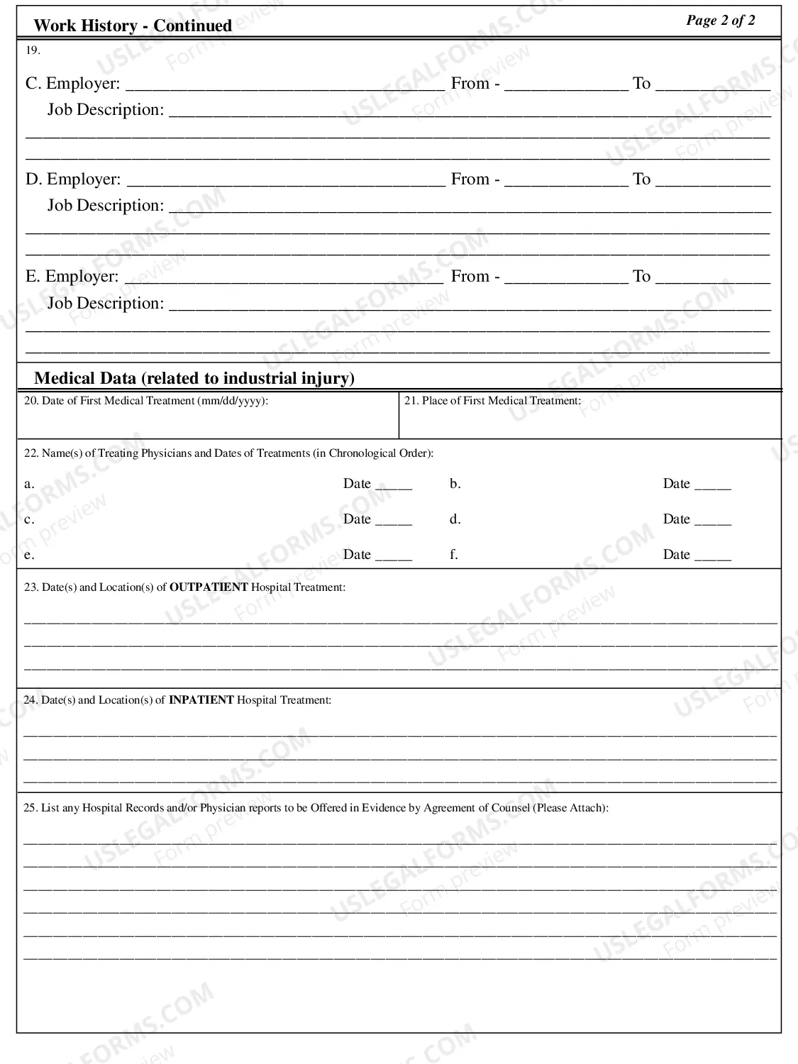 Preview Employee Biographical Data for Workers' Compensation
