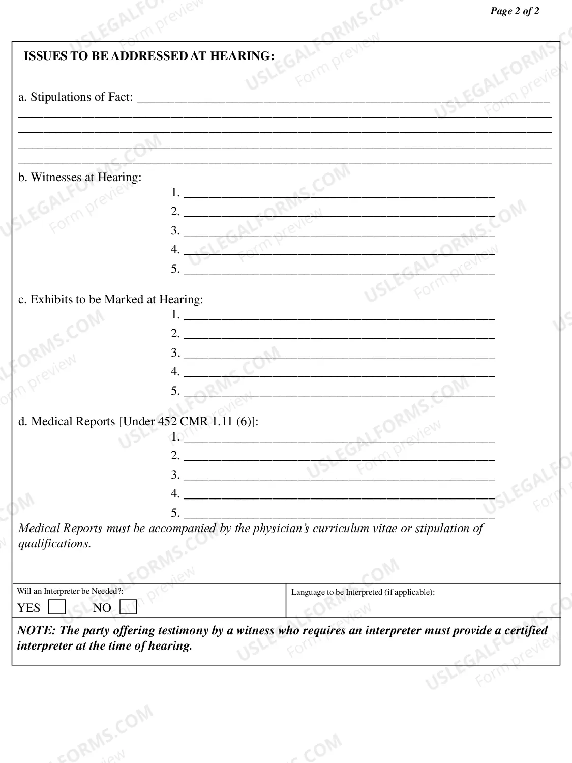 Preview Insurer Hearing Memo for Workers' Compensation