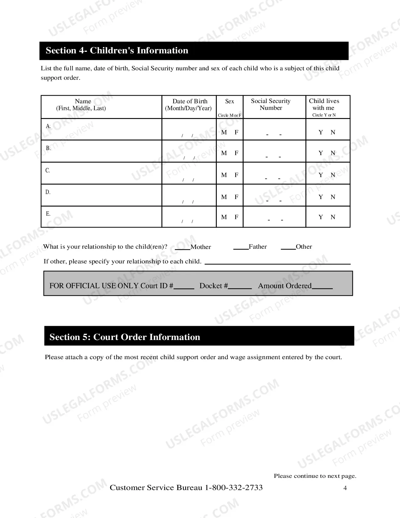 Preview Child Support Case Information Form and Child Support Enforcement Services Application Form