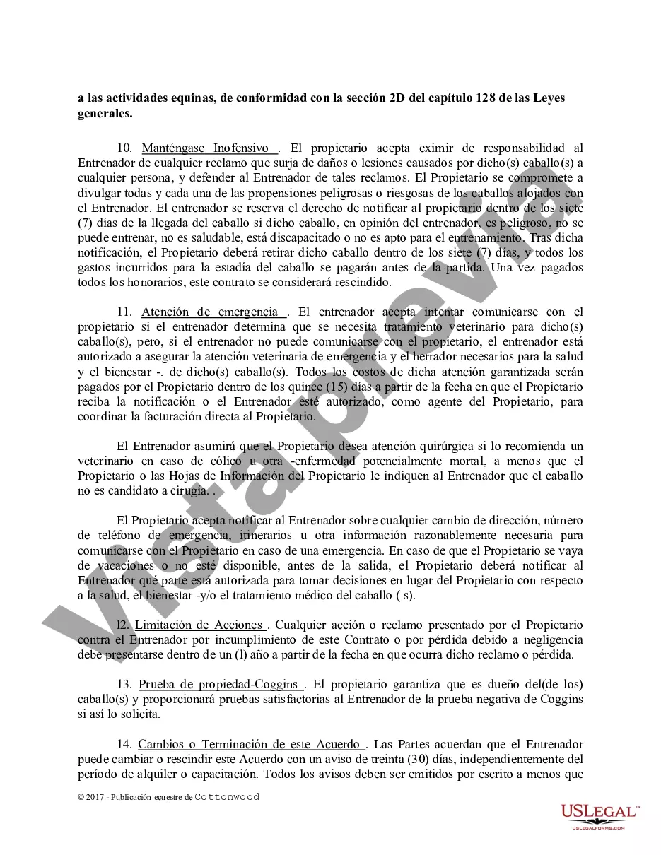 Preview Contrato de Entrenamiento - Caballo Equino Formas