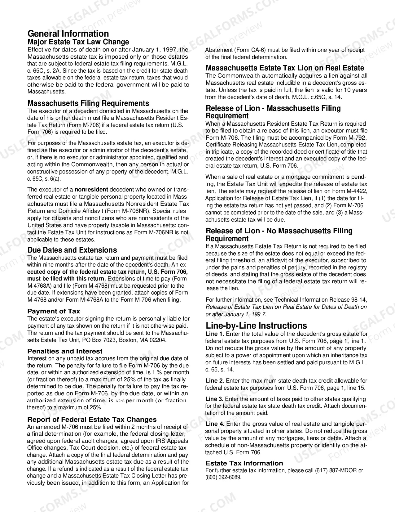 Preview Resident Estate Tax Return - Form M-706