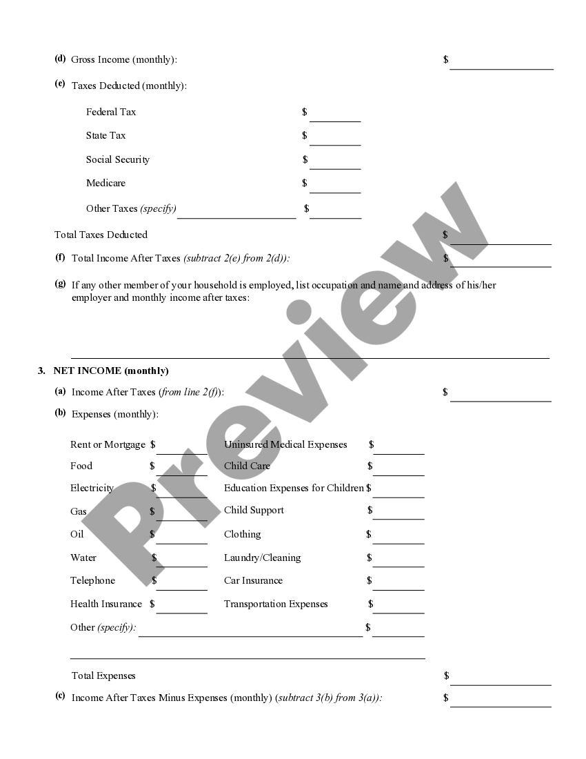 Massachusetts Supplement Of Affidavit Of Indigency And Request For Waiver Substitution Or State 6392