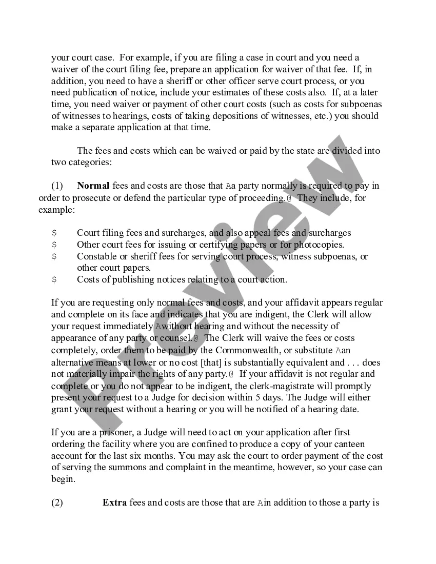 Preview Instructions for Users of Affidavit of Indigency and Its Supplement - In Forma Pauperis