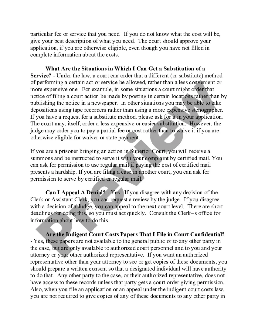 Preview Instructions for Users of Affidavit of Indigency and Its Supplement - In Forma Pauperis