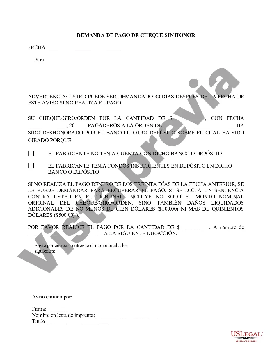 Preview Aviso de cheque sin fondos - Civil - Palabras clave: cheque sin fondos, cheque sin fondos