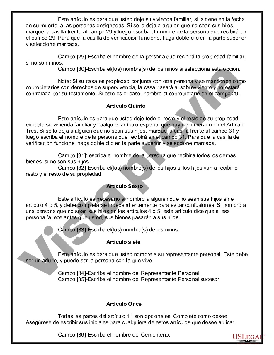 Preview Paquete de Testamentos Mutuos de Últimas Voluntades y Testamentos para Personas Solteras que conviven con Hijos Adultos