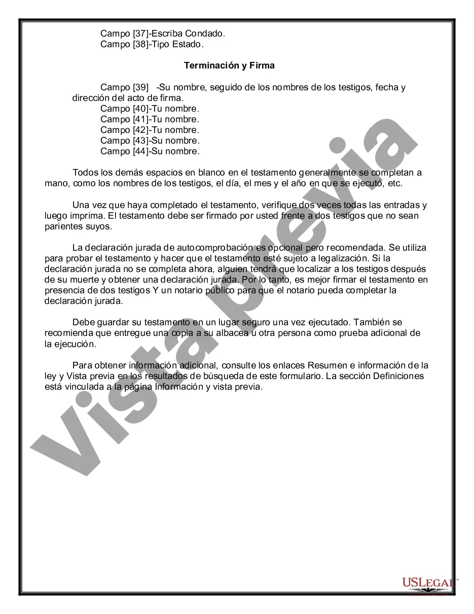 Preview Paquete de Testamentos Mutuos de Últimas Voluntades y Testamentos para Personas Solteras que conviven con Hijos Adultos