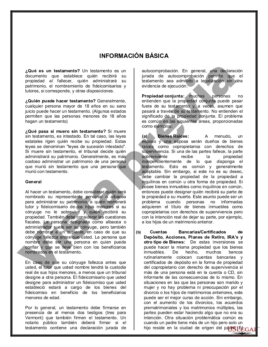 Preview Paquete de Testamentos Mutuos de Últimas Voluntades y Testamentos para Personas Solteras que conviven con Hijos Adultos