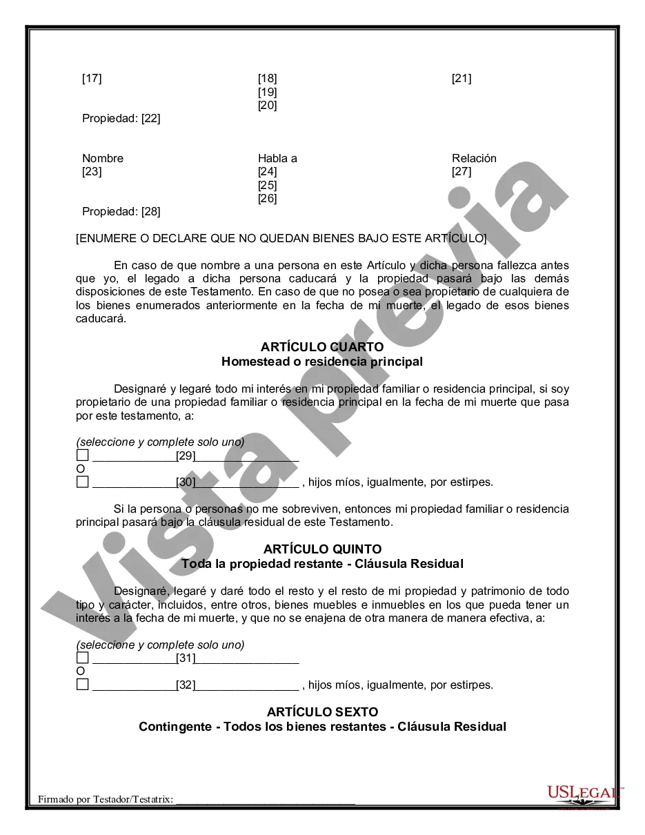 Preview Paquete de Testamentos Mutuos de Últimas Voluntades y Testamentos para Personas Solteras que conviven con Hijos Adultos