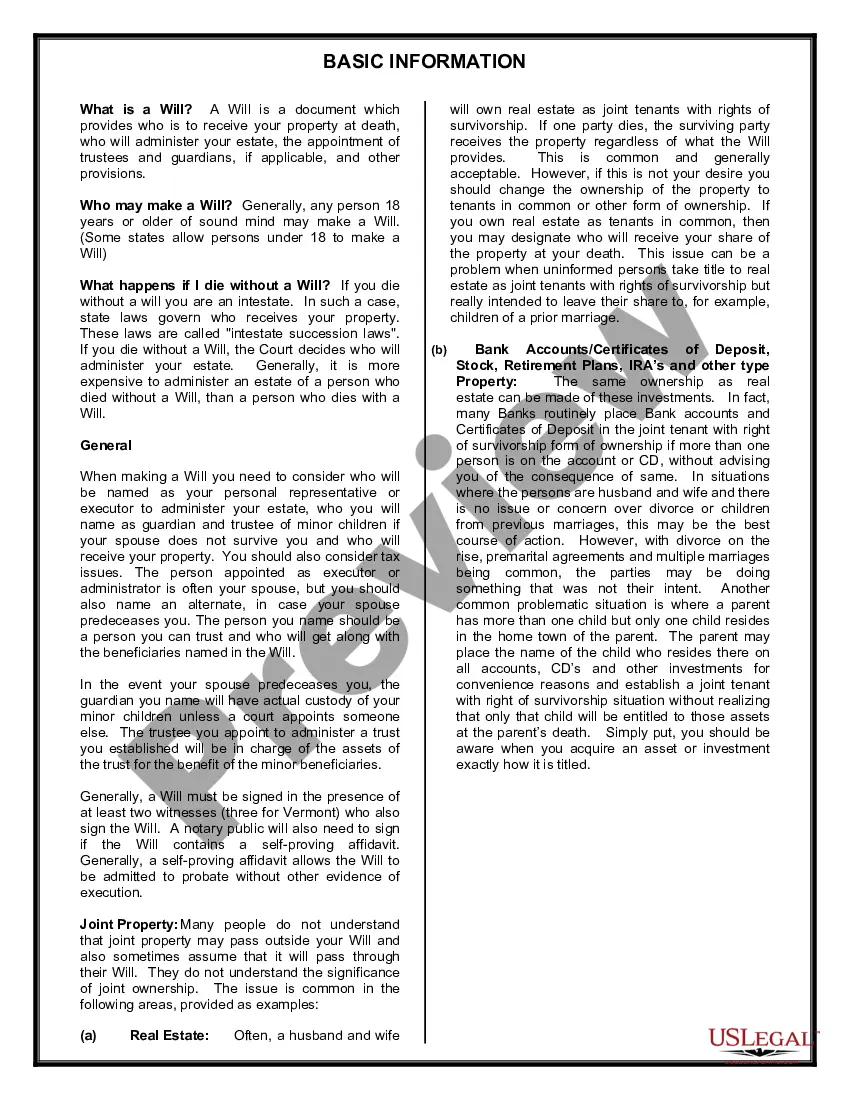 Preview Mutual Wills Package of Last Wills and Testaments for Man and Woman living together not Married with Adult Children