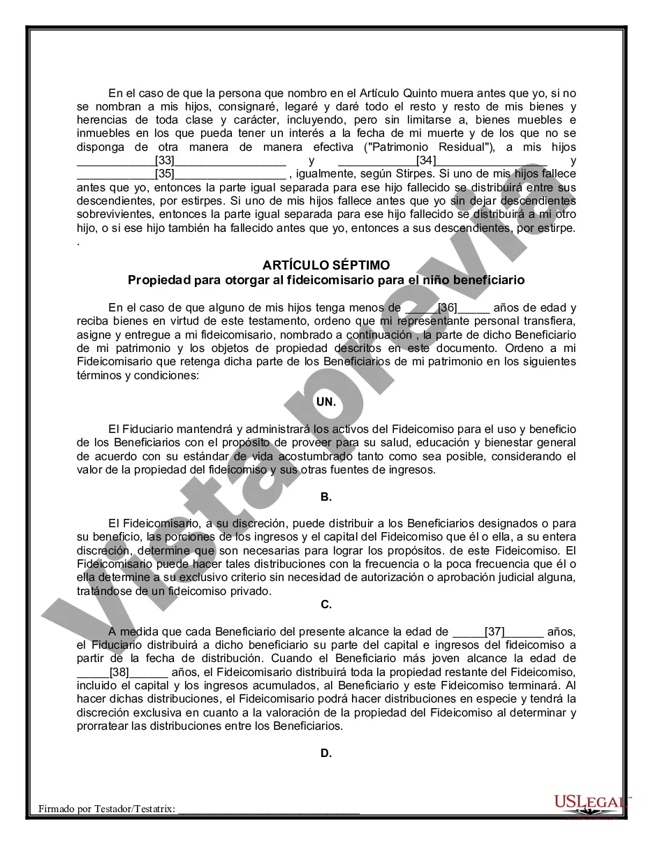 Preview Testamentos Mutuos o Últimas Voluntades y Testamentos para Personas Solteras que viven juntas Casadas con Hijos Menores